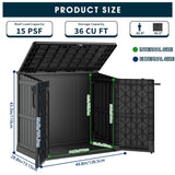 LHBGO Light Gray Outdoor Resin Storage Shed 36 Cu. Ft. Garden Horizontal Storage Extra Large Capacity Weather Resistant Storage Box, Lockable Resin Waterproof Shed for Garbage Cans, Garden Tools LHBGO