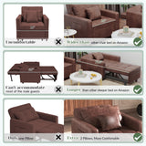 Esright Futon Chair Bed, 3-in-1 Pull-Out Sleeper Sofa Reading Chair for Adults, Convertible Sofa Chair with 3-Level Backrest for Small Space, Dorm, Living Room, Apartment, Office, Saddle Brown Esright