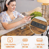 SUPERJARE 70 Inch Console Table with Outlet, Extra Long Entryway Table with Metal Frame and X-Shaped Design, Narrow Sofa Table for Living Room and Hallway - Rustic Brown SUPERJARE