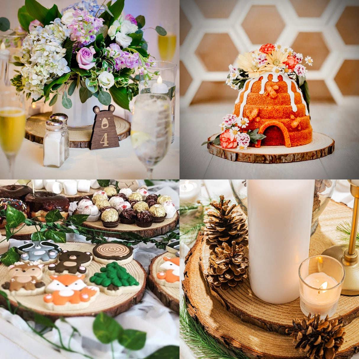 Set of (10) 9-10 inch Wood Slices for centerpieces! Wedding centerpieces, Baby Shower centerpieces, Birthday Party centerpieces, Bridal Shower centerpieces, Woodland centerpieces! (9 inch) Rustic Wood Slices Inc.