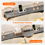 SUPERJARE Console Table with Outlet, 63 Inch Sofa Table with Charging Station, Narrow Entryway Table, Skinny Hallway Table, Behind Couch Table Skinny for Entryway, Living Room, Plants -Gray SUPERJARE