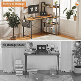 Treesland 47 Inch L-Shaped Computer Desk with Bookshelf and Storage - Brown Treesland