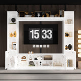 Homsee 4-in-1 Wall Unit TV Stand with Bookshelves for TVs up to 65", Modern Entertainment Center Media Console Table with Storage & Cord Management, White Homsee