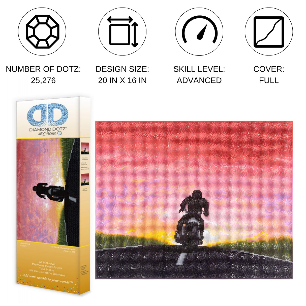 DIAMOND DOTZ at Home - My Time My Motorcycle, Full Drill, Round Dotz, Diamond Painting Kits, Diamond Art Kits for Adults, Motorcycle Diamond Art, Diamond Art, 20"x16" DIAMOND DOTZ
