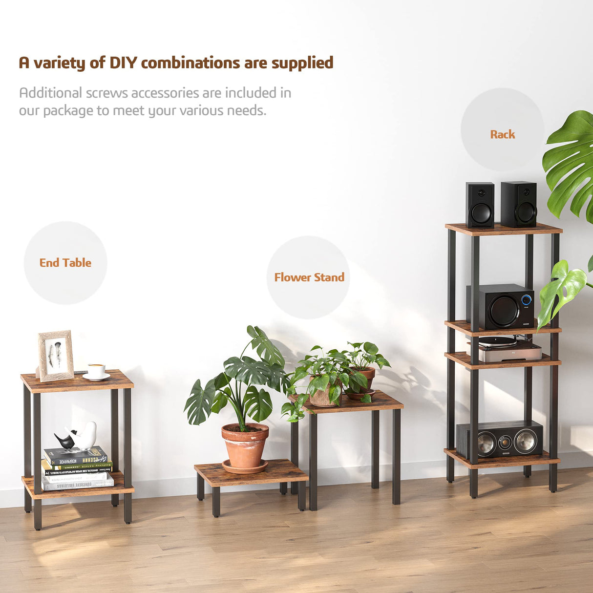 TUTOTAK End Table with Charging Station, Side Table with USB Ports and Outlets, Nightstand, 2-Tier Storage Shelf, Sofa Table for Small Space, 1 Package（2PCS） TB01BB041 TUTOTAK