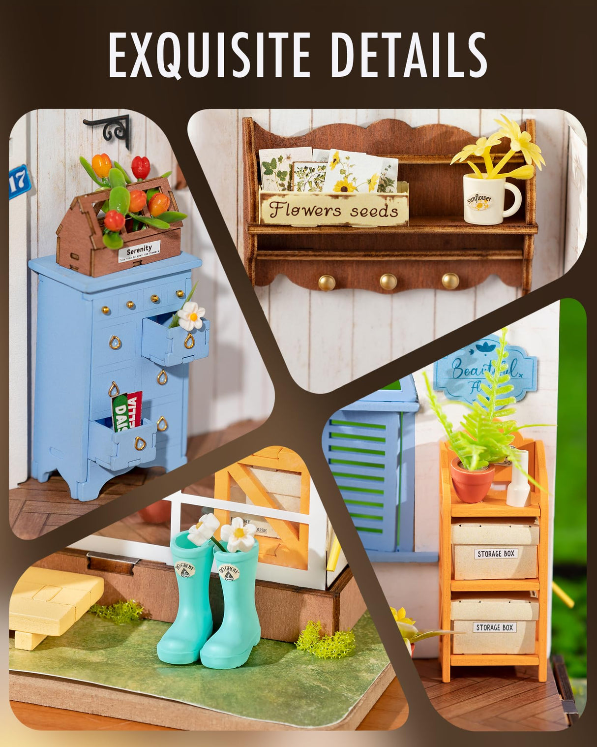 Rolife DIY Miniature Dollhouse Kit, Build 9.6" Greenhouse Diorama Kit Building Set with LED Room Hobby Craft for Aduls Uniue Gifts for Teens (Dreamy Garden) Rolife