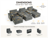 Bedeep Oversized Modular Home Theater Sofa Bed Cloud Couch Sectional, Plush Sleeper Sofa with Versatile Console, Convertible Side Table Charging Storage Cup Holder, Hardware Connected, Chenille, Grey Bedeep