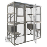 Catio Outdoor Cat Enclosure with Weatherproof Tarp Roof, Large Window, Multi-Platform Walk-in Cat House for Indoor/Outdoor Use Gowoodhut