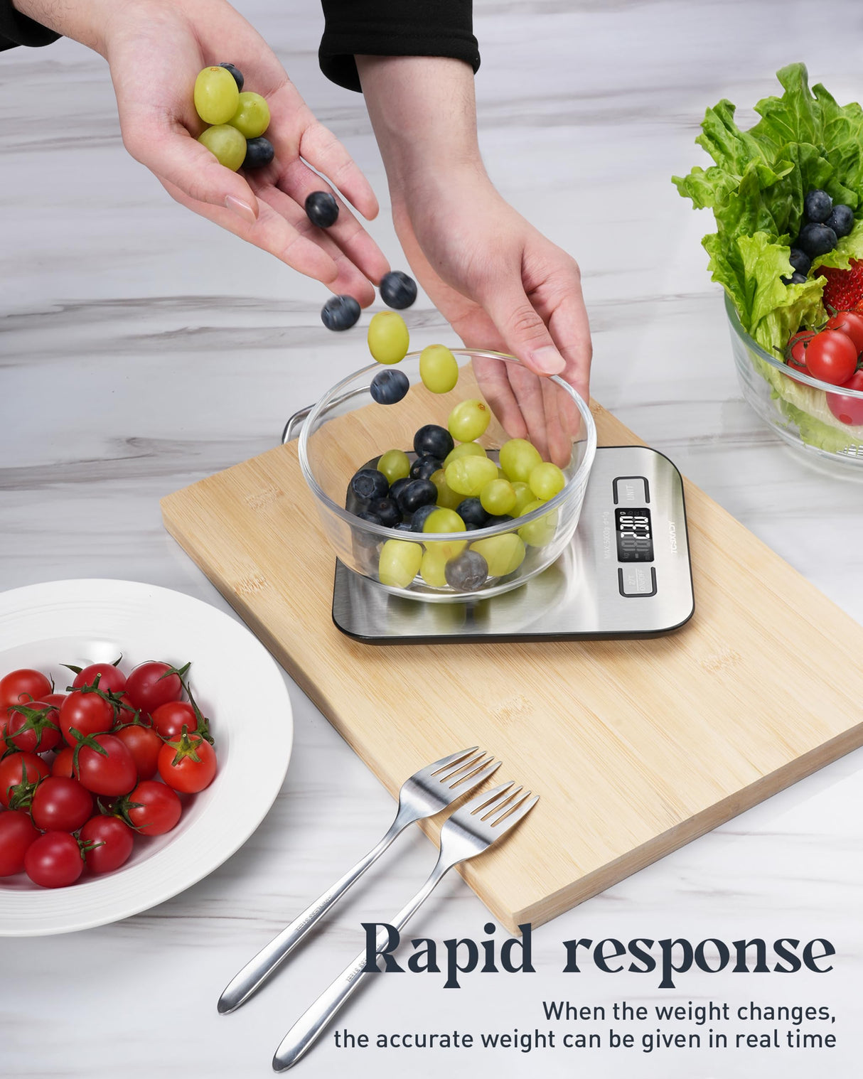 Tcsxady Food Scale, 11lb Digital Kitchen Scale with 6 Units LCD Display and Tare Function,Compact Design for Baking,Healthy Cooking,Meal Prep, 304 Stainless Steel Tcsxady