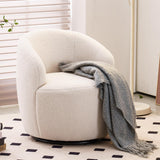 FOXHUNTER Swivel Barrel Chair, 360° Small Single Sofa Armchair Comfy Round Sofa Chair, Boucle Chairs Padded Armchair, Modern Round Accent Arm Chairs for Living Room Bedroom, Teddy Ivory FOXHUNTER