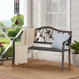 Sophia & William Outdoor Bench, Porch Bench, Garden Bench, Wrought Iron Bench with Backrest and Armrests, Bronze Sophia & William