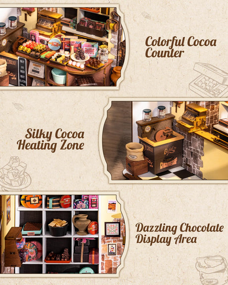 Rolife DIY Miniature House Kit Henry's Chocolate Shop, Tiny House Book Nook for Bookshelf Decor, 3D Puzzles Model Building Kits for Teens, Birthday Gifts/Craft Kits for Girls Boys (Henry's Chocolate) Rolife