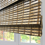 Blackout Wood Window Roman Shades, Bamboo Shades Blinds with Liner, Pattern 4 LANTIME