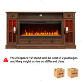 RedLemon Farmhouse Fireplace TV Stand for 80 Inch TV, 36" Tall Entertainment Center with 42" Crystal Eletric Fireplace, Modern Media Console Table with LED Lights for Living Room, Reclaimed Barnwood RedLemon