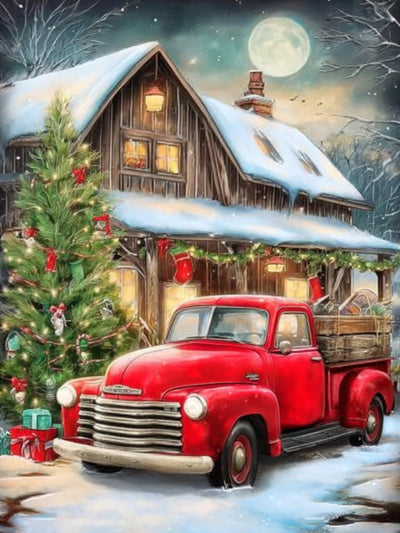 Christmas Diamond Art Kits for Adults-Christmas Truck 5D Diamond Painting Kits for Adults Beginners,DIY Full Drill Diamonds Painting Red Truck Gem Art Kits for Gift and Home Decoration(12x16 inch)
