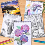Cosomia Adult Coloring Books Set, 3 Fun Coloring Books for Adult Relaxation, 60 Pages of Flowers Nature Landscapes Animals, Brain Game for Adults Cosomia