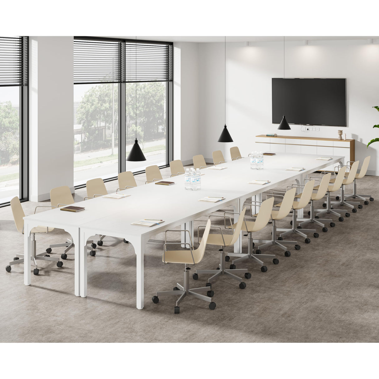 6.56 FT Conference Table, Super Sturdy Large Rectangle Meeting Seminar Table for 6-8 Person, Long Business Tables, 1 Pc White Trggivs