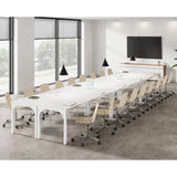 6.56 FT Conference Table, Super Sturdy Large Rectangle Meeting Seminar Table for 6-8 Person, Long Business Tables, 1 Pc White Trggivs