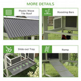 PawHut Chicken Coop with Run, Large Wooden Chicken House with 2 Nesting Boxes, 2 Roosting Bars, Ramp & Tray, Hen House Poultry Cage for 6-8 Chickens, 69" W x 84" x 59" PawHut