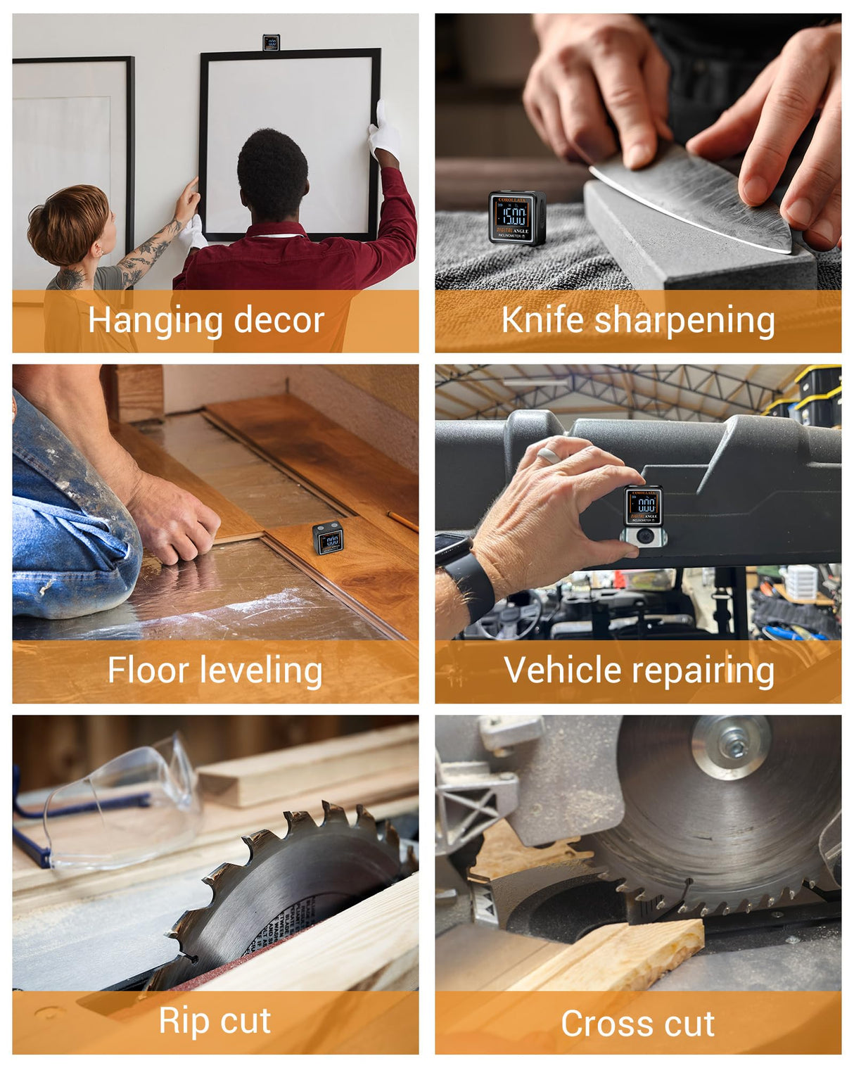 Ultra Small Digital Angel Finder Magnetic Level, Rechargeable Angle Cube, Table Saw Miter Gauge, 4 * 90 Degree Protractor Electronic Inclinometer, Wood Working Measuring Tool COROLLATA