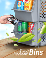 TidyFriend Stackable Storage Bins for Closet Organizers and Storage 4 Pack, Garage Storage Bin Stackable, Bathroom and Garage Organizer (Grey) Skywin