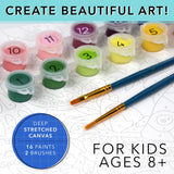 Bright Stripes Paint by Numbers Kit for Kids: Easy to Follow Paint by Numbers Canvas with Frame Kids Paint Kit (Amazing Ocean) Bright Stripes