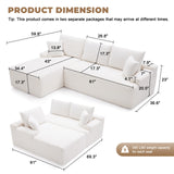 Mangodan Cloud Sectional Couch, Modular Sectional Sofa for Living Room, Boneless Sofa with Deep Seat, Fluffy Comfy Couch with L-Shaped Chaise, No Assembly Required, Beige Mangodan