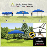 CROWN SHADES 9x9 Pop Up Canopy - Beach Tent with One Push Setup - Easy Outdoor Sun Shade for Events, Parties, Camping - Gazebo with STO-N-Go Cover Bag, Silver Coated Top, Blue CROWN SHADES