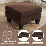 VICTONE Sectional Sofa Couch, 3 seat L-Shaped Small Sofa with Movable Ottoman Couch for Small Apartments, Living Rooms and Offices (Linen Fabric, Light Brown) VICTONE