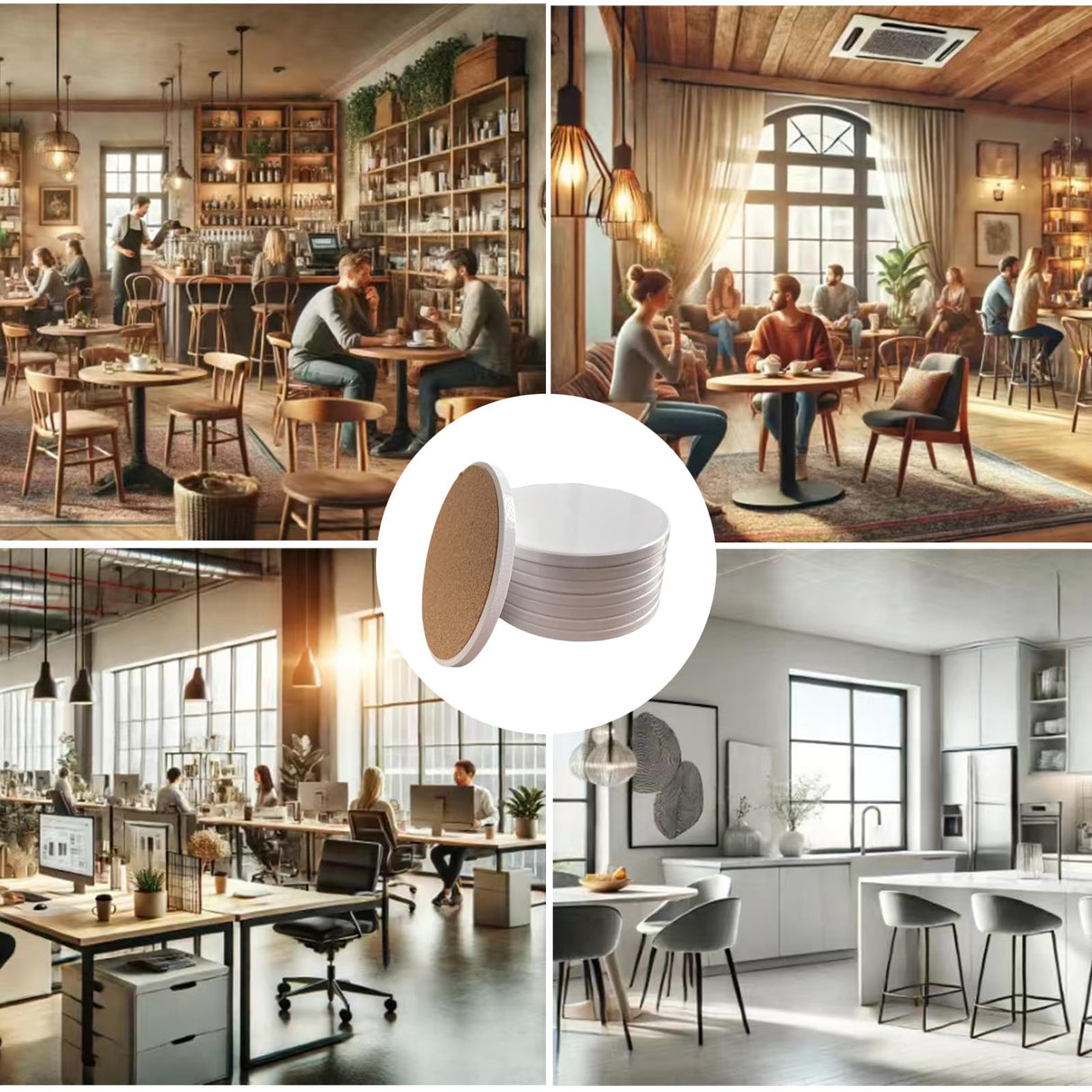 Sublimation Blanks Drink Coasters Round Ceramic Absorbent Coasters for Tabletop Protection, DIY Crafts, Painting, and Home Decor（24） Bovnobca