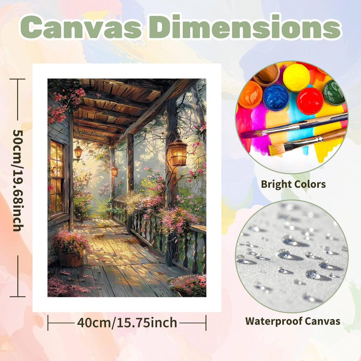 Ceiomez Landscape Paint by Numbers Kit for Adults, Scenery Paint by Number, Porch with Lights Paint by Numbers for Adults for Gift Home Wall Decor 16x20in Ceiomez