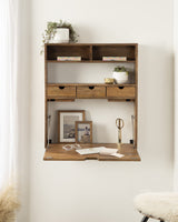 Kate and Laurel Georgie Natural Wood, Bohemian Computer Home Office with Folding DesignWall Hanging Desk, 26x6x30 Kate and Laurel