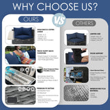 NICESOUL® 13 Pcs Luxury Large Patio Furniture Set with Natural Gas/Propane Fire Pit Table, 29.3" High Back Outdoor Conversation Set, Deep Seating PE Wicker Sectional Sofa Navy NICESOUL