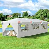 YOLENY 10x30 Ft Outdoor Party Canopy, Waterproof Heavy Duty Wedding Tent with 6 Sidewalls & 2 Zippered Doors, Event Tent for Birthday, Patio, BBQ, and Holiday Gatherings, White YOLENY