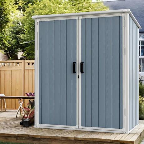 Outdoor Storage Shed, 5x3FT Resin Shed with Floor and Lockable Doors, 80 Cu.Ft Waterproof Patio Storage Cabinet, Plastic Construction for Outdoor Storage Breezestival