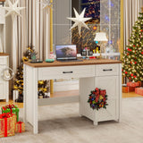 Befrases Farmhouse 47" Executive Desk, Computer Desk with Drawers and Storage Cabinet, Workstation Computer Desk for Home Office and Study.(Unique White) Befrases