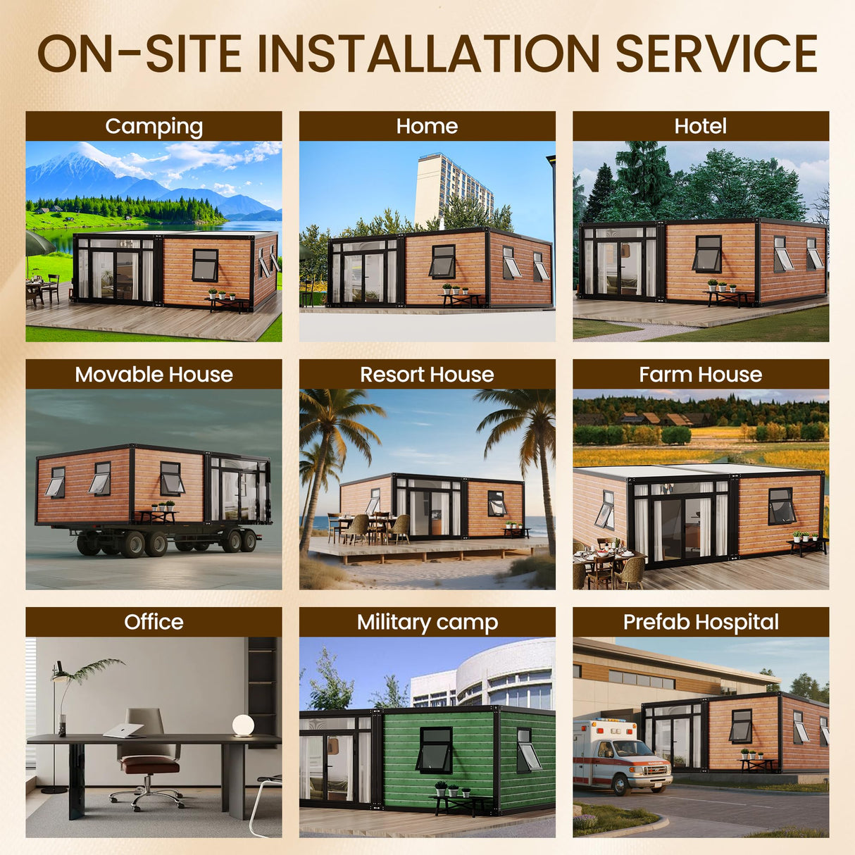 20FT Tiny House to Live in,Portable Prefab House with 2 Bedroom,1 Full Equiped Bathroom and Kitchen,Prefabricated Container House for Adults Living,Foldable Mobile Home with Steel Frame AMGUI