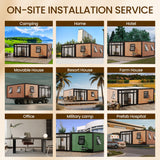 20FT Tiny House to Live in,Portable Prefab House with 2 Bedroom,1 Full Equiped Bathroom and Kitchen,Prefabricated Container House for Adults Living,Foldable Mobile Home with Steel Frame AMGUI