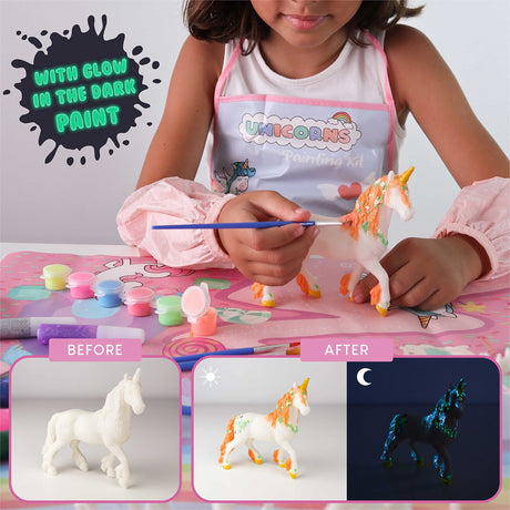 BONNYCO Unicorns Gifts for Girls Painting Kit with 18 Figurines Painting for Kids with Glow in The Dark | Girl Toys 3 4 5 6 7 8 9 10 Years Crafts Kids Gifts Birthday Christmas | Unicorn Toys Niñas BONNYCO