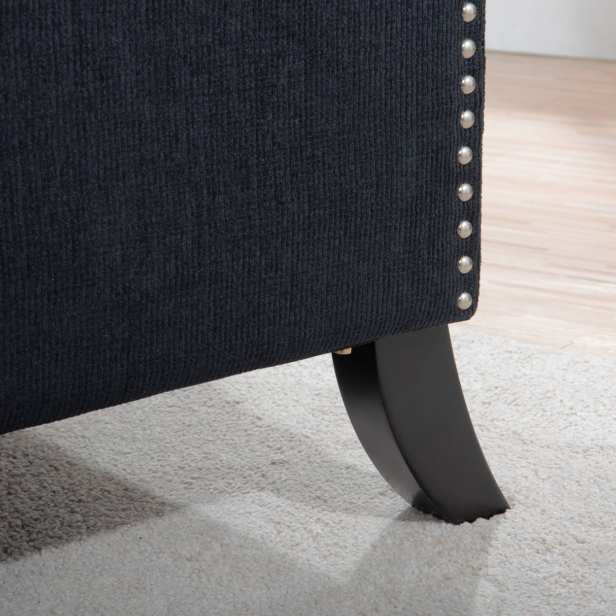 Push Back Recliner Chair,Easy Chairs for Small Spaces,Comfy Armchair,Reading Recliner Chairs for Adults,Living Room Accent Chair, Wingback and Rivets Design for Modern Recliner Chair(Black) NITYASUNDARA