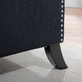 Push Back Recliner Chair,Easy Chairs for Small Spaces,Comfy Armchair,Reading Recliner Chairs for Adults,Living Room Accent Chair, Wingback and Rivets Design for Modern Recliner Chair(Black) NITYASUNDARA