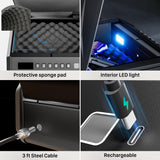 Large Gun Safe for 2-4 Pistols, Fingerprint Digital PIN Key Unlock with LCD Display & USB Port, 650 DPI Quick Access Biometric Handgun Safe, Hand Gun Lock Box for Home Drawer Car Bedside Nightstand TOPMEDA