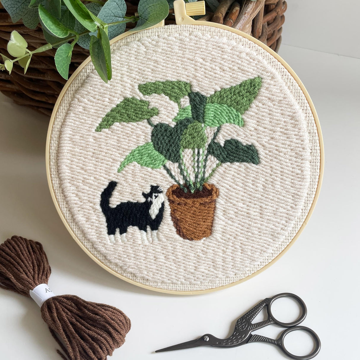 Myfelicity Punch Needle Kit for Adults, Beginners, Kids, Cat and Greenery Patterns, Includes Punching Needle Supplies Myfelicity