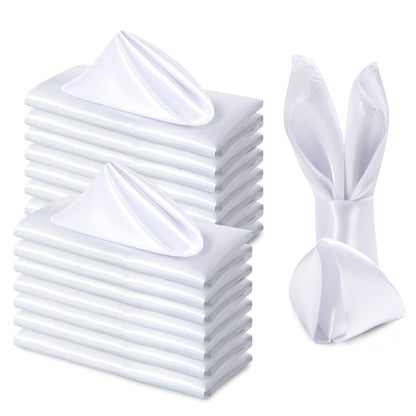 Homiest 12 Pack White Satin Napkins 20x20 Inches Dinner Napkins Decor, Square Decorative Napkins Silky Elegant Wedding Napkins, Smooth Table Cloth Napkins for Restaurant Banquet Graduation Party