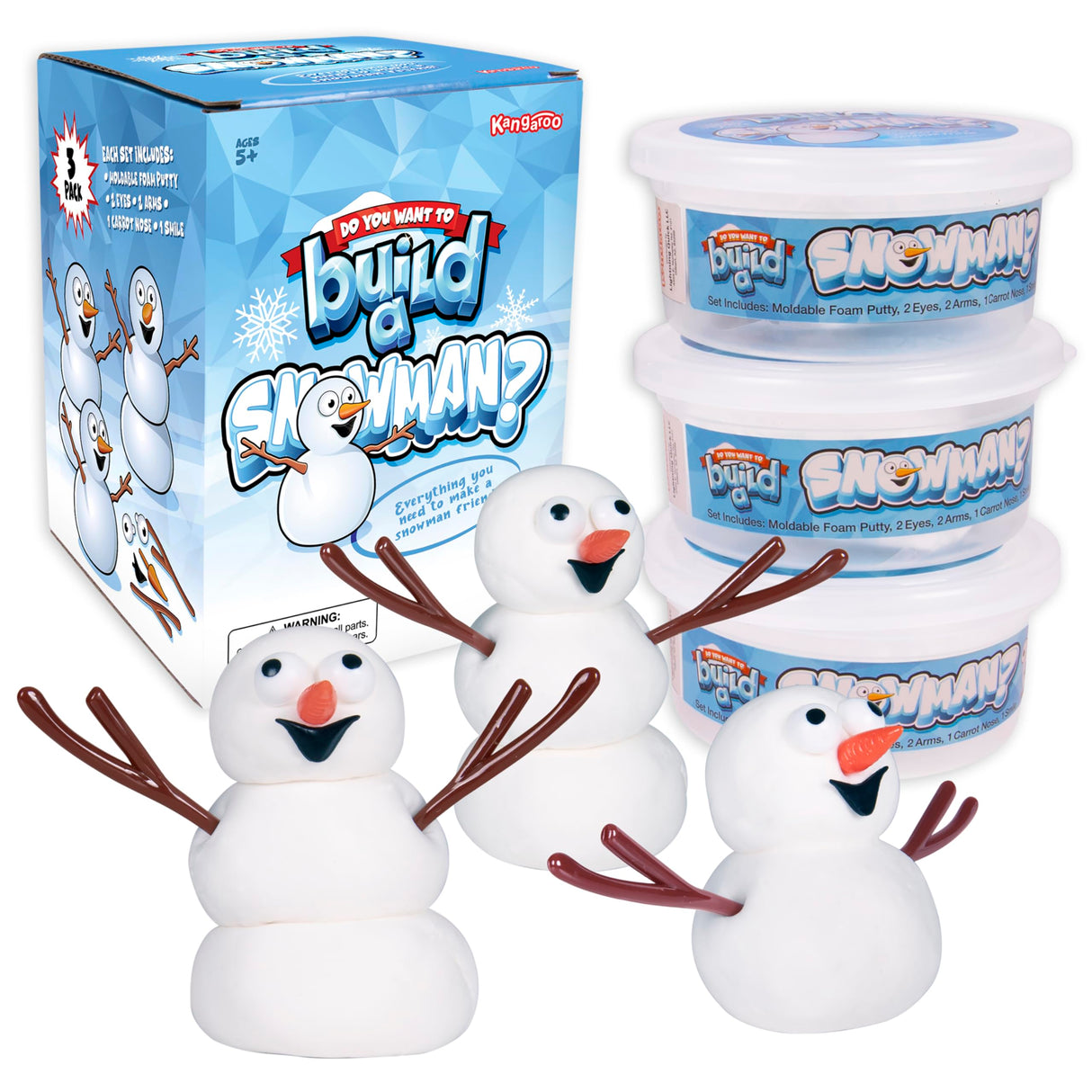 Kangaroo Build a Snowman Kit 3Pk, Do You Want To Build a Snowman, Melting Snowman Putty Kit, Make Snowman Kit, Kids Stocking Stuffers, Toddlers Stocking Stuffers, Snowman Clay Craft Kit, Snowman Craft Kangaroo