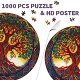 Tree of Life Puzzles for Adults 1000 Pieces, Mandala Tree Jigsaw Puzzles, Nature Plant Round Puzzles, Hard Challenging Puzzles PPuzzling