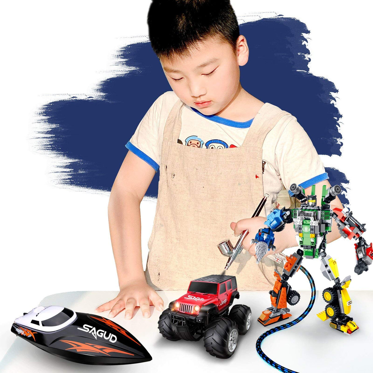 SAGUD Professional Mini Airbrush Kit with Portable Compressor - Perfect for Painting, Hobby, Craft, Model - Dual-Action Gravity Feed Air Brush Gun with Airbrush Cleaning Kit SAGUD