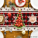Artoid Mode Buffalo Plaid Snowflakes Christmas Table Runner, Seasonal Winter Kitchen Dining Table Decoration for Home Party Decor 13x72 Inch Artoid Mode
