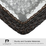 VONZOY 3 Pieces Patio Furniture Set, Outdoor Swivel Glider Rocker, Wicker Patio Bistro Set with Rocking Chair, Thickened Cushions and Table for Porch (Blue) VONZOY