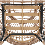 Yaheetech Egg Rattan Chair, Indoor/Outdoor PE Rattan Egg Basket Lounge Chair w/ 4 Cushions, Oversized Egg-Shaped Chair w/Metal Frame Stand for Patio, Backyard, Living Room - Light Brown/Ivory Yaheetech